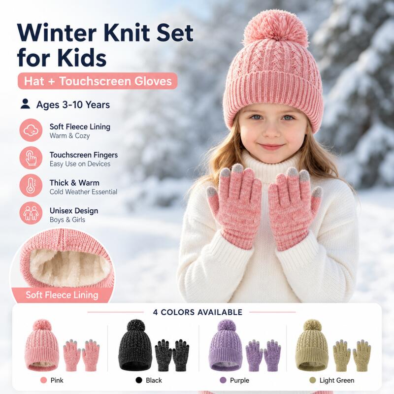 Knit Glove Touch Screen - Kids Winter Knit Hat Touchscreen Gloves