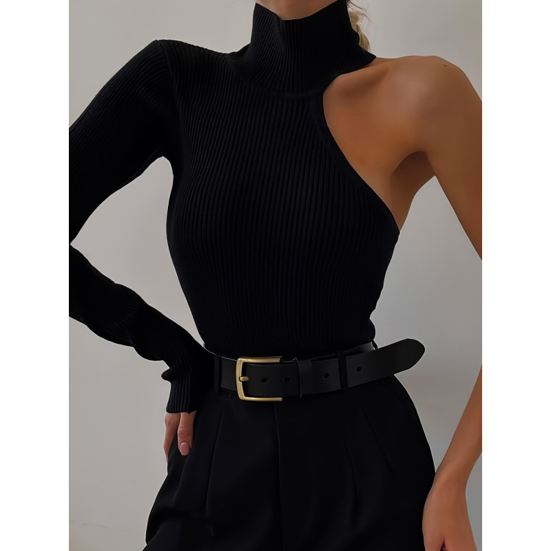 Solid Asymmetric One Shoulder  - Winter Clothing For Women review and price