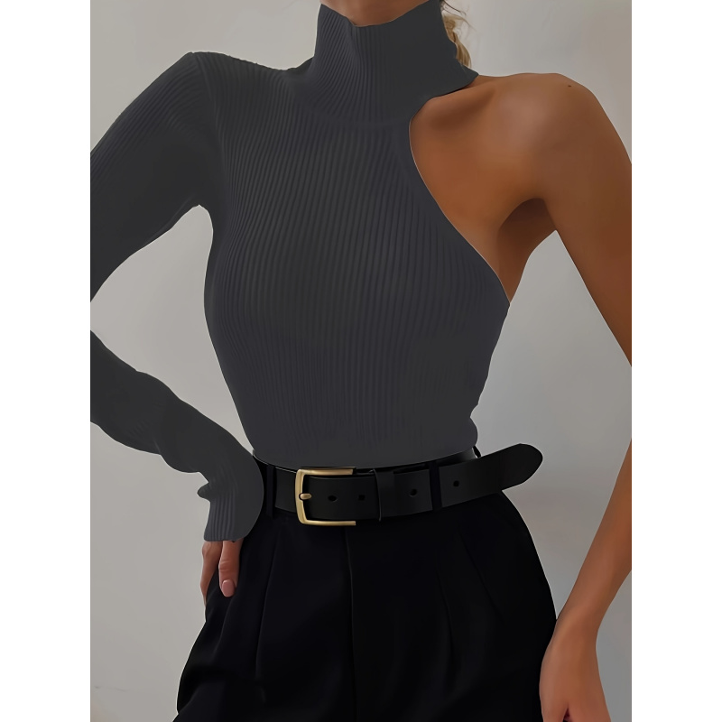 Solid Asymmetric One Shoulder  - Winter Clothing For Women review and price