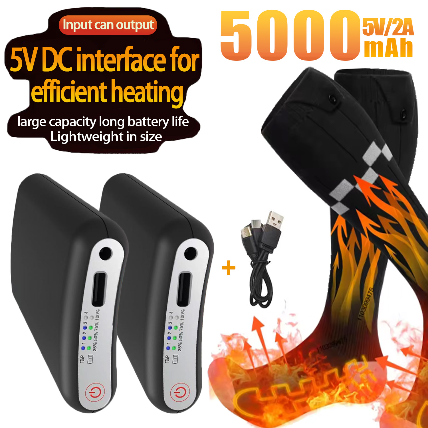 Durable 5000mAh 5V Battery APP - Heated Insole Rechargeable review and price