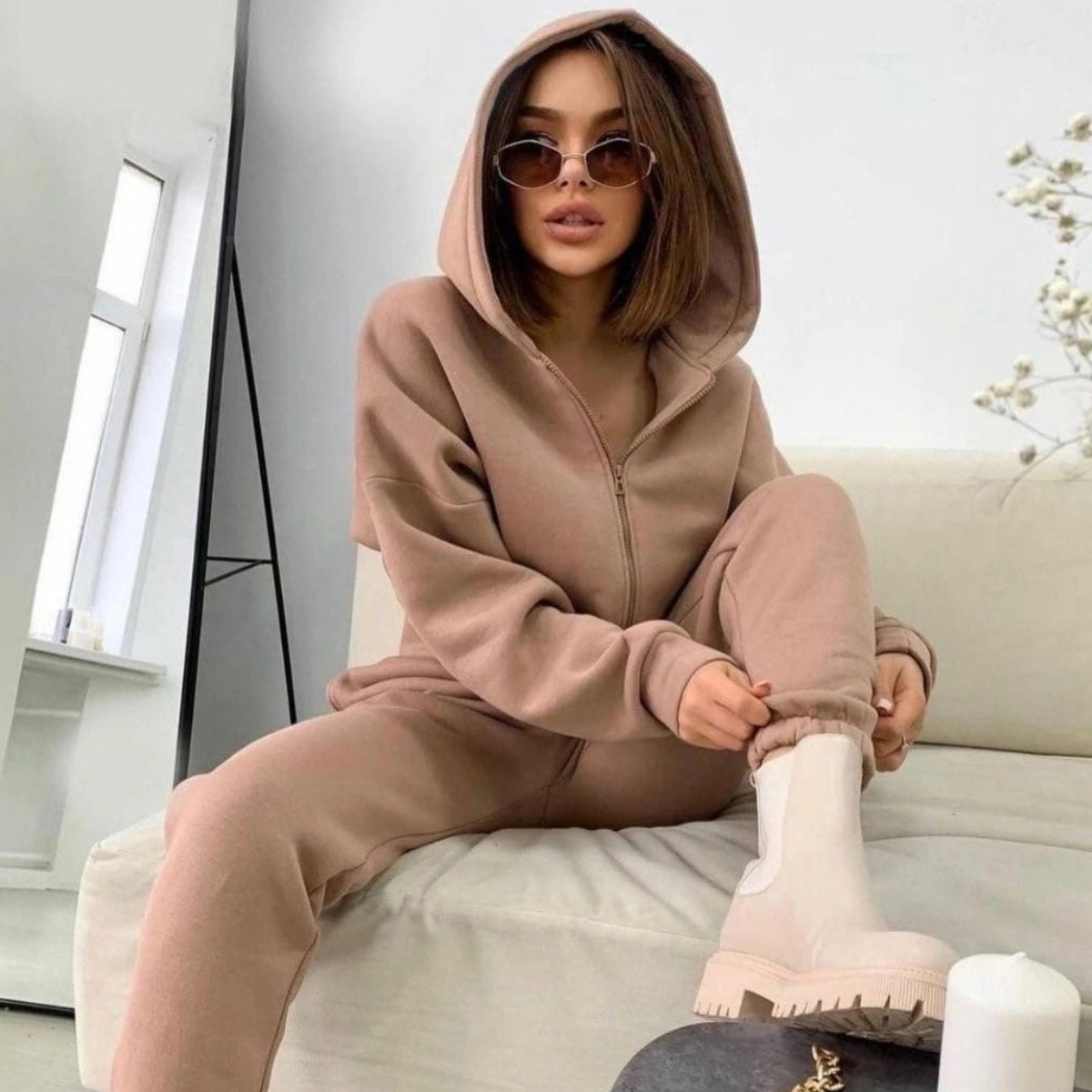 Zipper Hooded Coat Pants Sets  - Winter Clothing Sale review and price