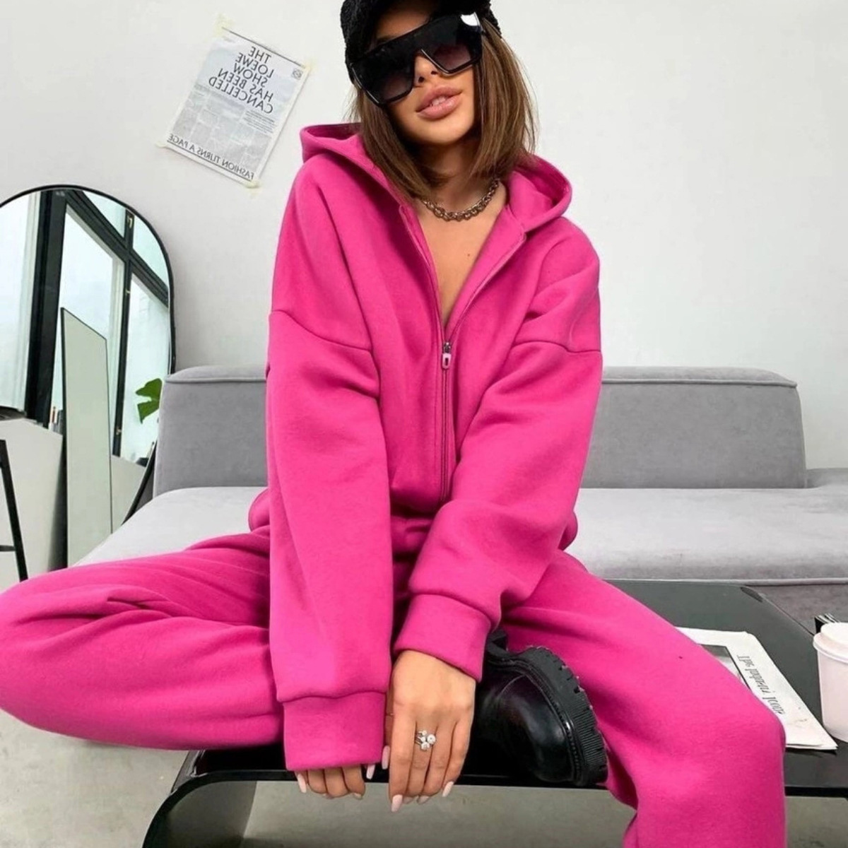 Zipper Hooded Coat Pants Sets  - Winter Clothing Sale review and price